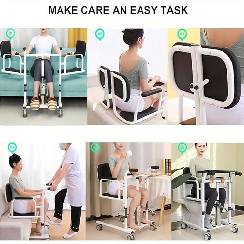 Patient Lift Transfer Chair for Home,Transfer Chairs for Seniors,Rolling Shower Chair,Transfer Wheelchair Lightweight Foldable,Sit to Stand Lift for Elderly,Devices to Lift Elderly Off Floor (Blue) - Thumbnail 3