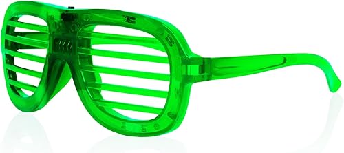 Windy City Novelties Gafas LED verdes ranuradas, 3 modos de luz dinámica, fiesta iluminada para el día de San Patricio, EDM, colores del equipo y