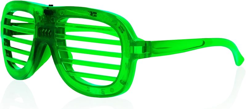 Windy City Novelties Green LED Slotted Glasses for Mardi Gras & St Patricks Day