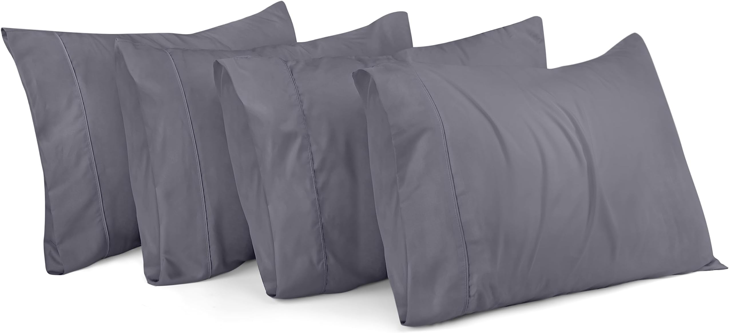 Utopia Bedding King Pillow Cases - Pack of 4 - Envelope Closure - Soft Brushed Microfiber Fabric - Shrinkage and Fade Resistant Pillow Covers King Size 20 X 40 Inches (Grey)
