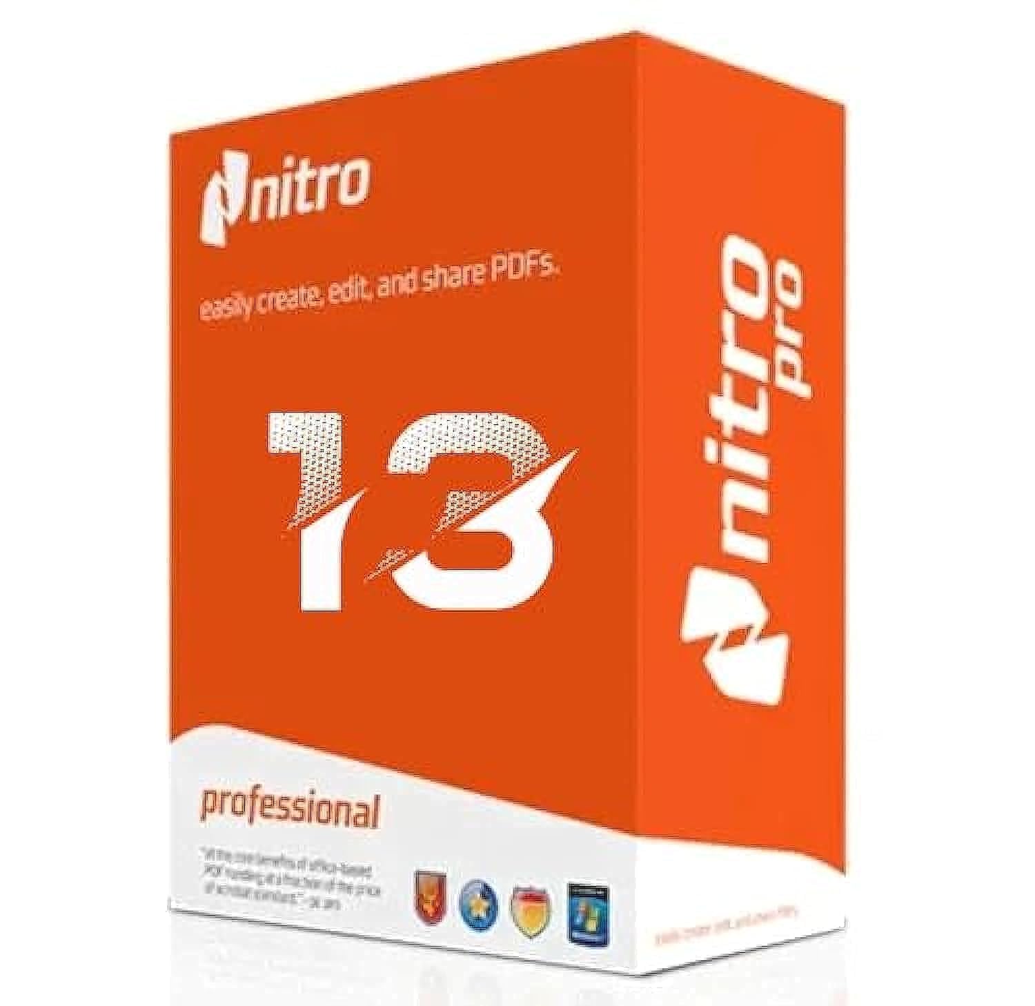 Nitro Pro 13 Professional PDF Editor – Edit, Protect, Annotate, Fill PDFs - 1 PC/ 1 User / Lifetime