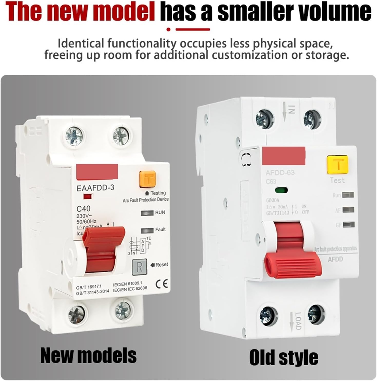 2P EAAFDD-3 AFCI Arc Fault Protector Device RCBO MCB Circuit Breaker Interrupted Overload Earth Leakage Short Circuit Protection