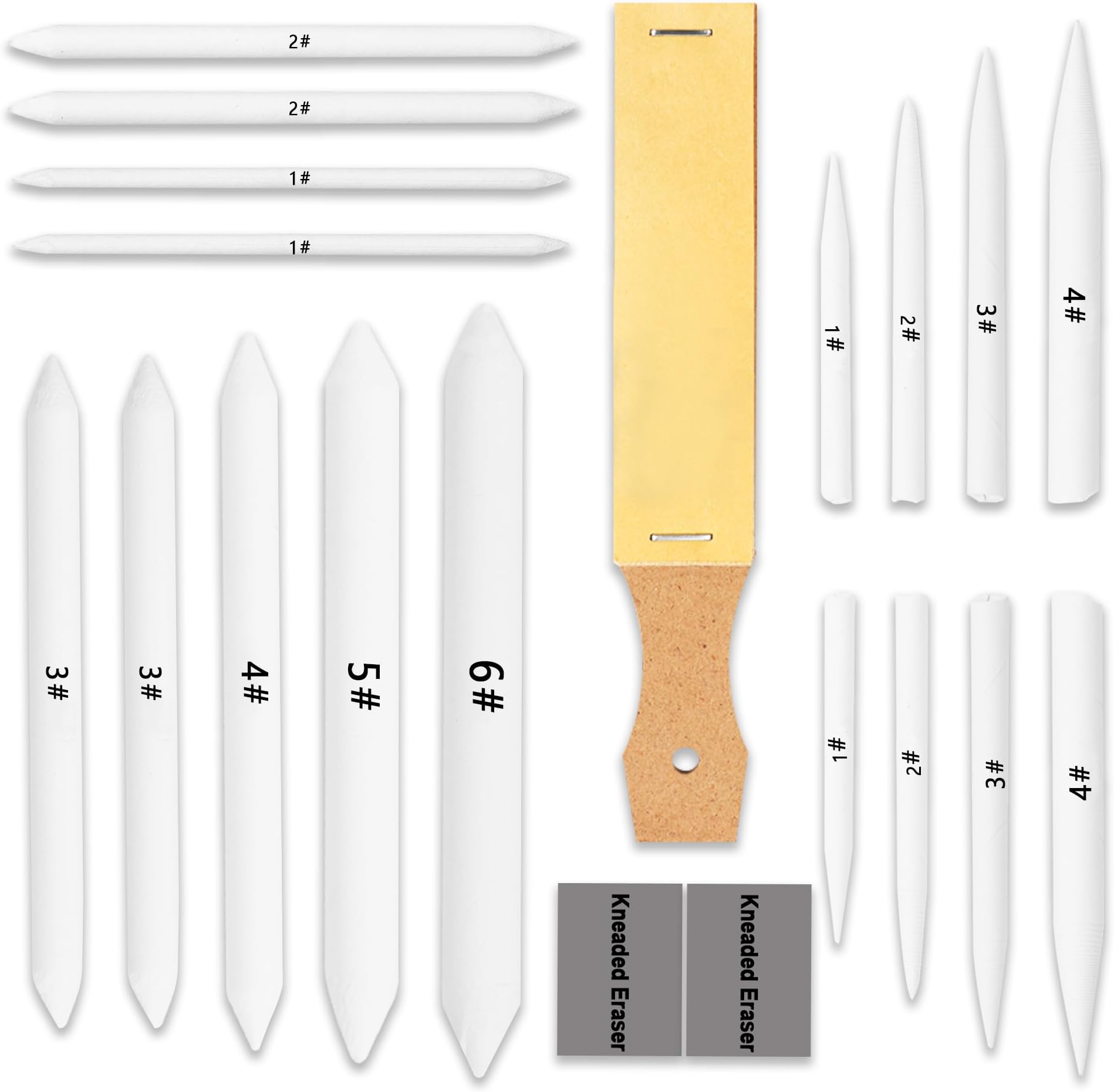 HIFORNY 20 PCS Blending Stumps and Tortillions Set Blending Tools,Kneaded Eraser and Sandpaper Blocks