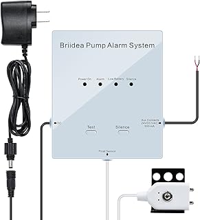 Sump Pump Alarm, Briidea Sump Pump Alert System with Battery Backup, 16 Foot Float Switch, White