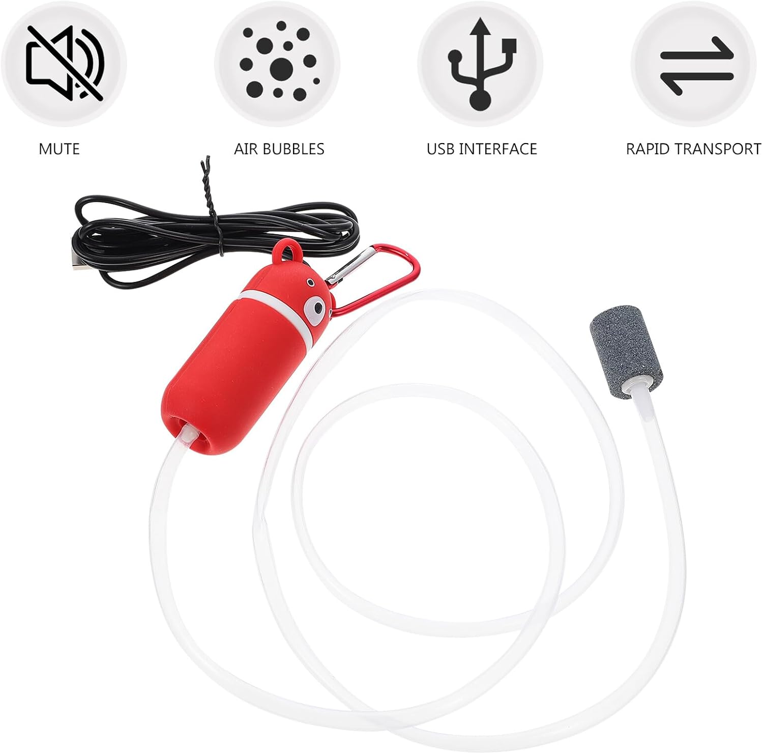 Abaodam Portable USB Fish Tank Air Pump, Small Red Plastic Oxygen Pump for Aquarium, Quiet Operation, Home Use Aquarium Accessory image 4