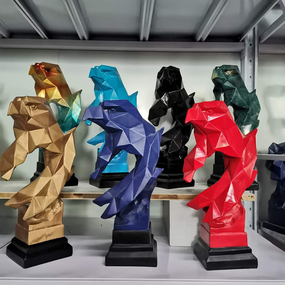 Cabeza De águila Calva & Busto Estatuas,Vida Silvestre Decoración del Hogar Abstracto Regalos,Moderno Geométrica Halcón Esculturas Resina Animal Colección Figuras-C 14 * 18 * 36cm
