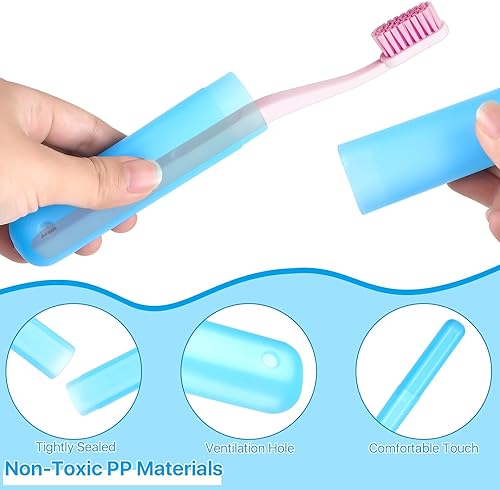 Miniatura 3 de Estuche de viaje para cepillos de dientes de 70 piezas, 7 colores, soporte de almacenamiento portátil para cepillos de dientes a granel de plástico