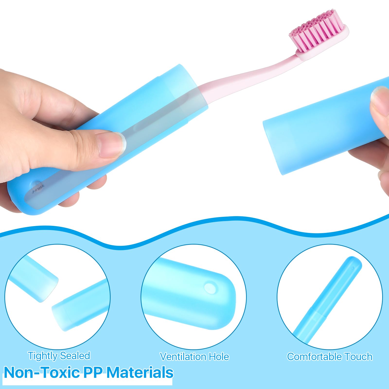 70 sztuk podróżne etui na szczoteczki do zębów, 7 kolorów, przenośny uchwyt do przechowywania szczoteczek do zębów, luzem, plastikowy, odporny na kurz, pokrowiec na szczoteczkę do zębów, uchwyt