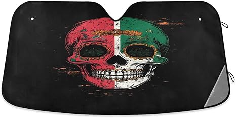 Windshield Sun Shade Sugar Skull Car Sun Shade for Front Windshield Foldable Sunshade Visor Protector Blocks UV Rays Keep Your Car Cooler