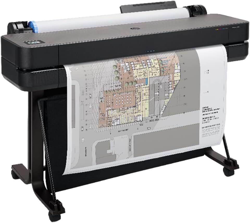 HP DesignJet T630 Large Format 36-inch Plotter Printer, with Auto Sheet Feeder, Media Bin & Stand (5HB11D)