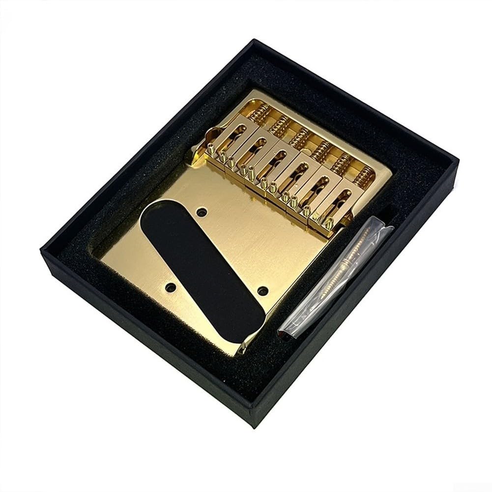 Puente de guitarra de latón asimétrico de 6 cuerdas, sillín ajustable, estilo TL, 104 x 78,8 mm, 10,7 mm, espaciado para reemplazo de guitarra eléctrica, dorado (dorado)