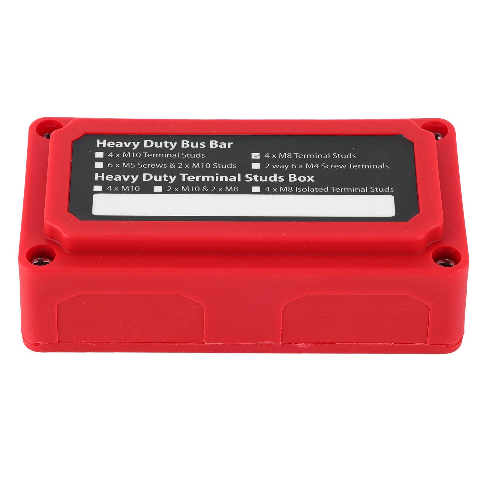 Caja de distribución de energía con Barra colectora de 300A, 48V, 4 Pernos, 5/16 ", Universal, para Coche, Barco, RV, cableado eléctrico Marino (B (Rojo))