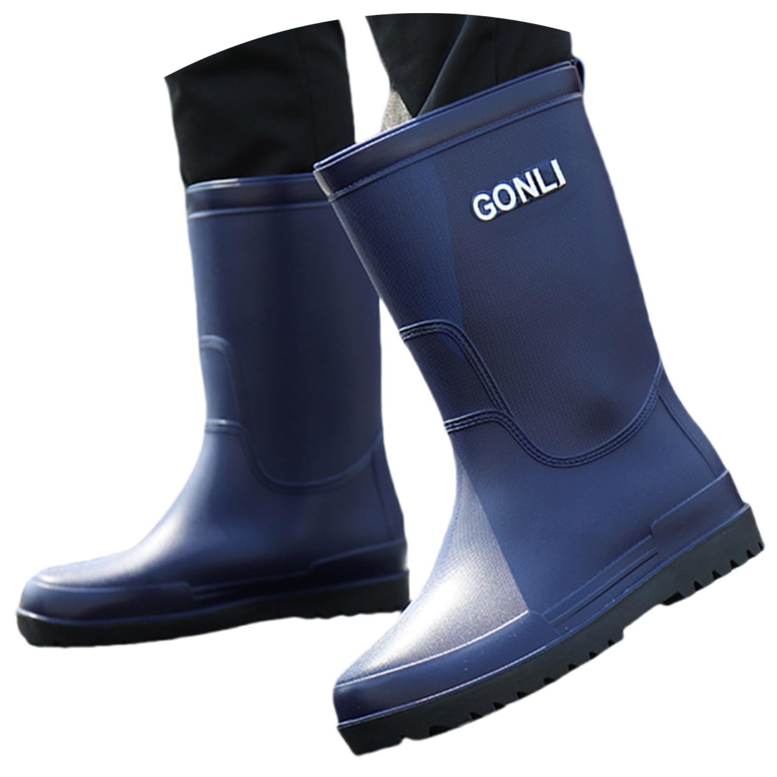 Botas de goma para hombre, botas de lluvia de media altura, botas de lluvia antideslizantes, botas de goma impermeables, botines de Wellington Botines de lluvia para exteriores, botas de jardín, botas