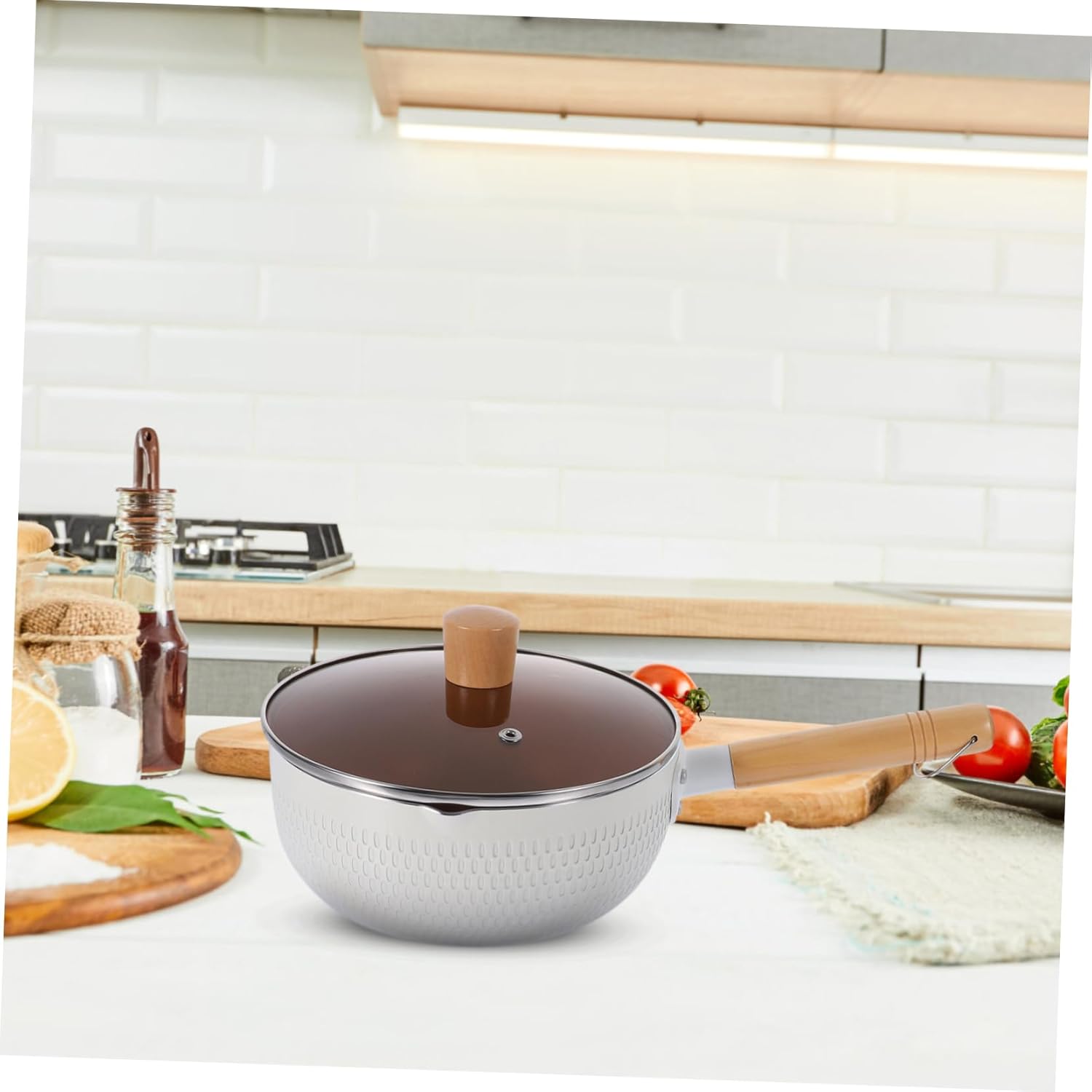 Snow Frying Pan Nonstick Saucepan Metal Saucepan Lid Maifan Stone Coating Easy Cleaning Multi-purpose