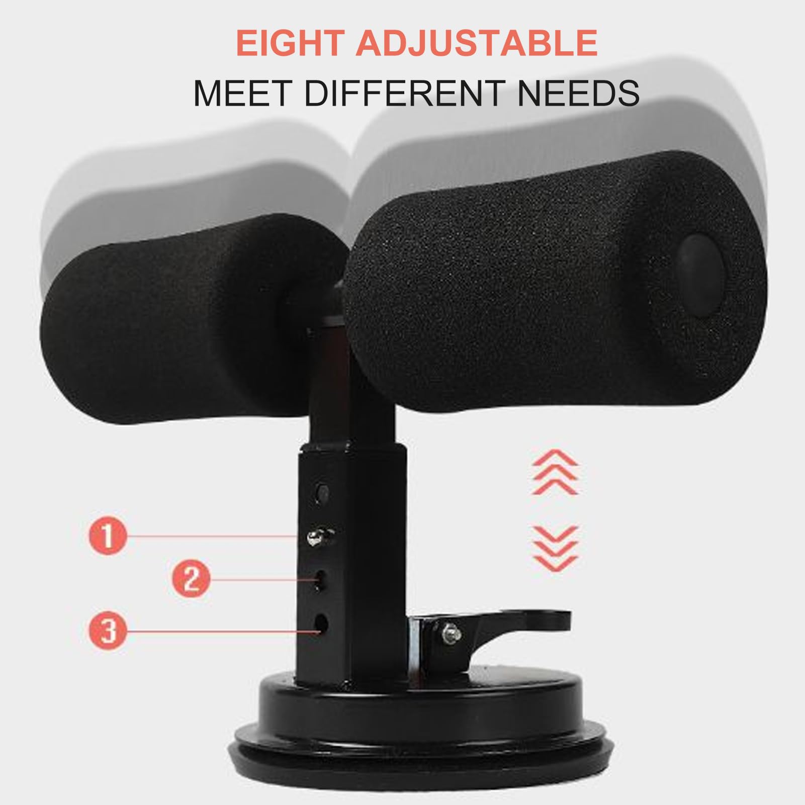 Barre D'Assise Au Sol Réglable 4 Hauteurs – Accessoire Abdos Efficace, Fixation Ventouse Puissante, Idéal Redressements, Pilates, Musculation Maison (Noir)