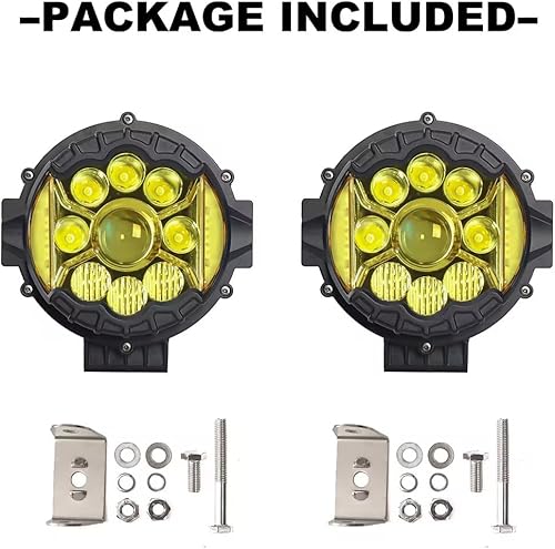 Miniatura 8 de Luz de conducción LED redonda de 7 pulgadas, 2 barras de luz LED de 80 W con soporte de montaje para SUV, camión, cuatrimoto, SUV, luz de trabajo
