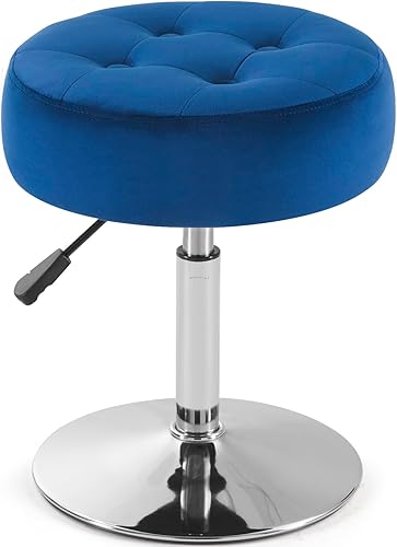 Miniatura 16 de Silla de Tocador Rosa para Cuarto de Maquillaje Otomana Redonda de Terciopelo Rosa con Capitoné Silla de Maquillaje Taburetes de Tocador para Baño