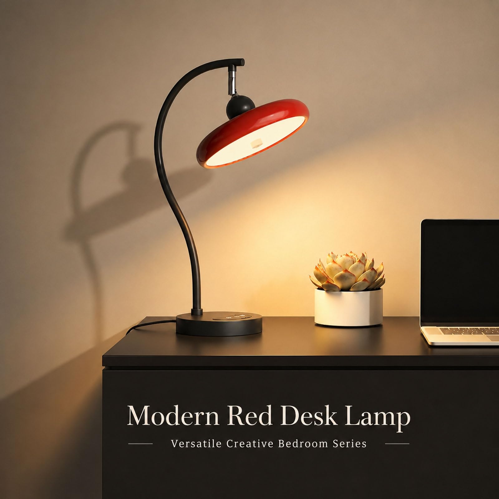 Lampa stołowa Red Disc, regulowana lampka na biurko do czytania 18W Lampka nocna LED