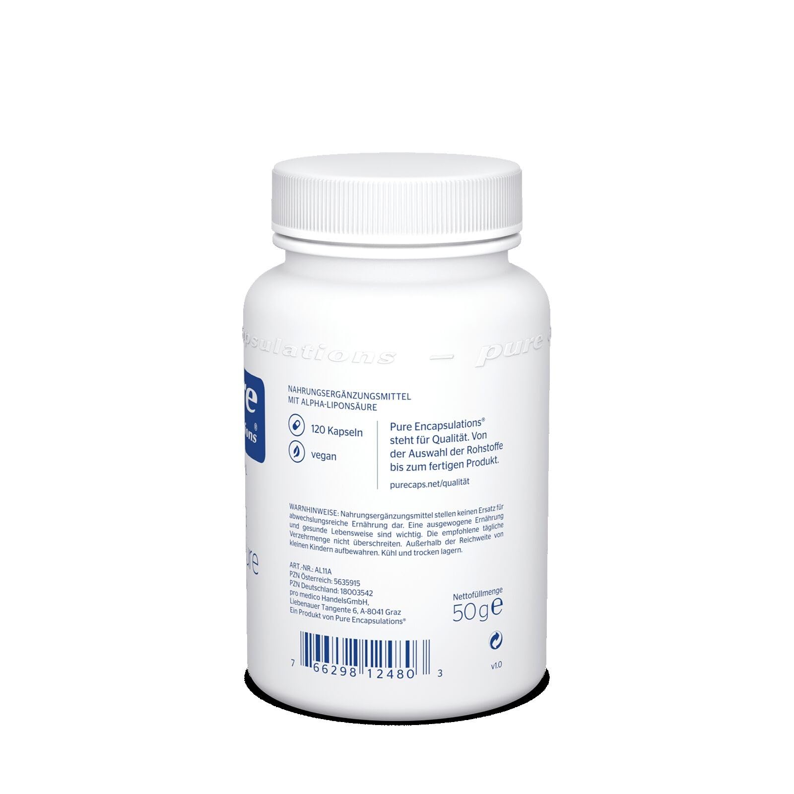 Pure Encapsulations - Alpha Liponsäure - 100mg Thioctsäure - Nahrungsergänzungsmittel - 60 Kapseln