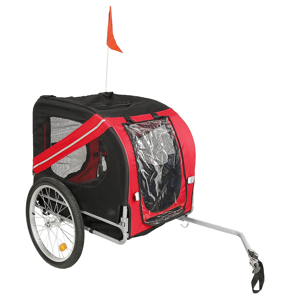 Przyczepa rowerowa 2 w 1, wielofunkcyjny wózek transportowy dla zwierząt domowych, 2 w 1 przyczepa rowerowa dla dziecka/dziecka 2 w 1 (137 x 73 x 90 cm (czerwona i czarna)