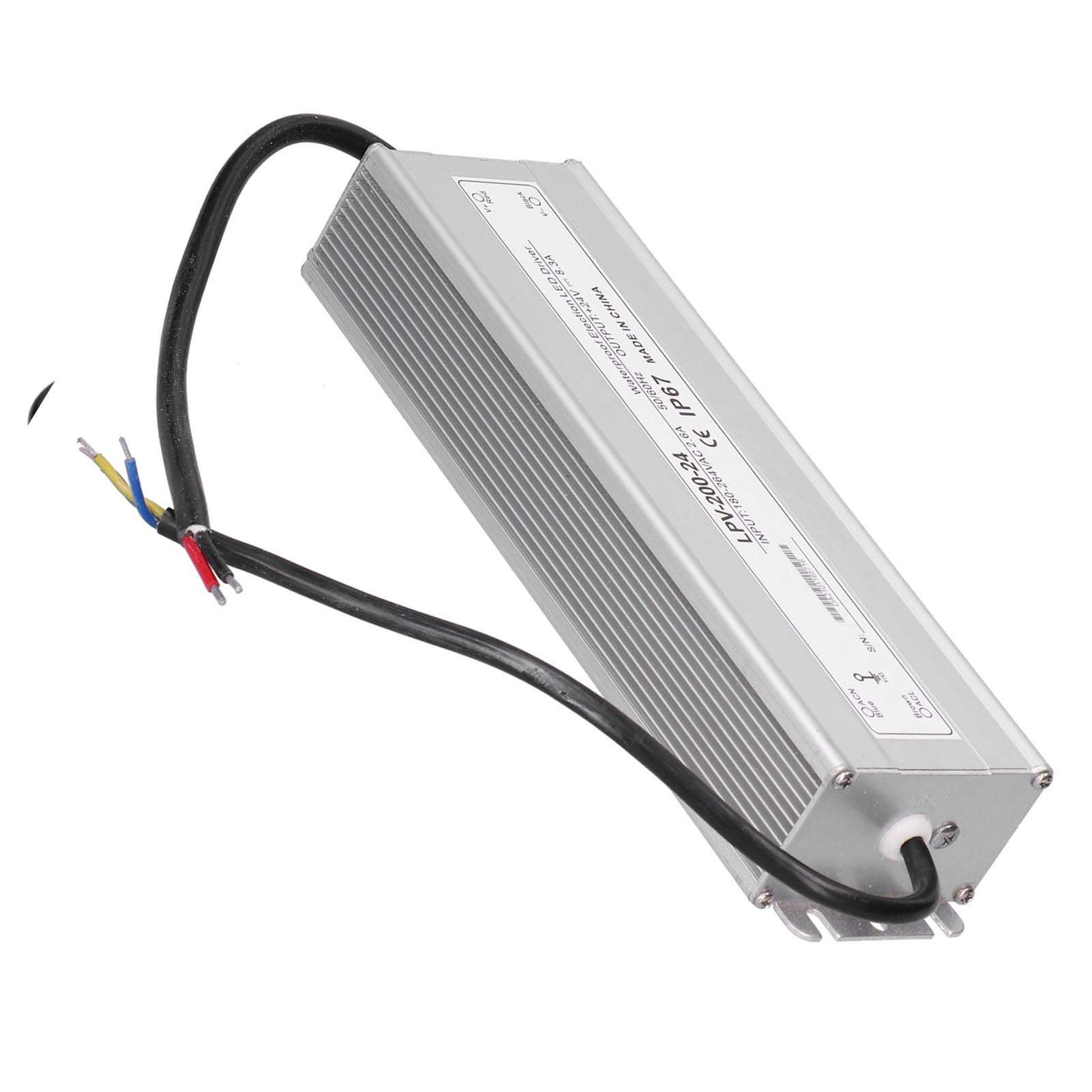 Ausla Driver LED Trasformatore di Alimentazione Impermeabile in Lega di Alluminio 200W DC24V IP67 Driver LED Elettronico con Protezione Multipla per Luci Esterne Strisce Uso Industriale
