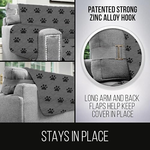 Vista 88 de Sofa Shield Funda de sofá con correa, reversible, resistente a las manchas y al desgarro, funda acolchada de microfibra, lavables, asiento de 78