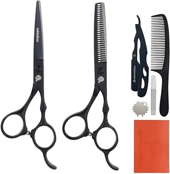 7PCS Professional Hairdressing Scissors Kit 5.5 Inch Hair Scissors Barber Accessories Shears Japanese Hair Cutting Scissors Set Razor for Hair Hairdressing Product Haircut