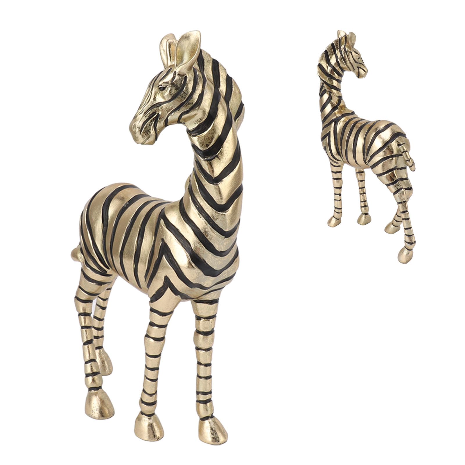 Rengue Escultura de Figura de Cebra, Estatuas de Ojos Animados, Decoración de Escritorio única para Oficina en Casa y Regalo para Amigos Escultura de Figura de Cebra, Resina Dorada con Decoración
