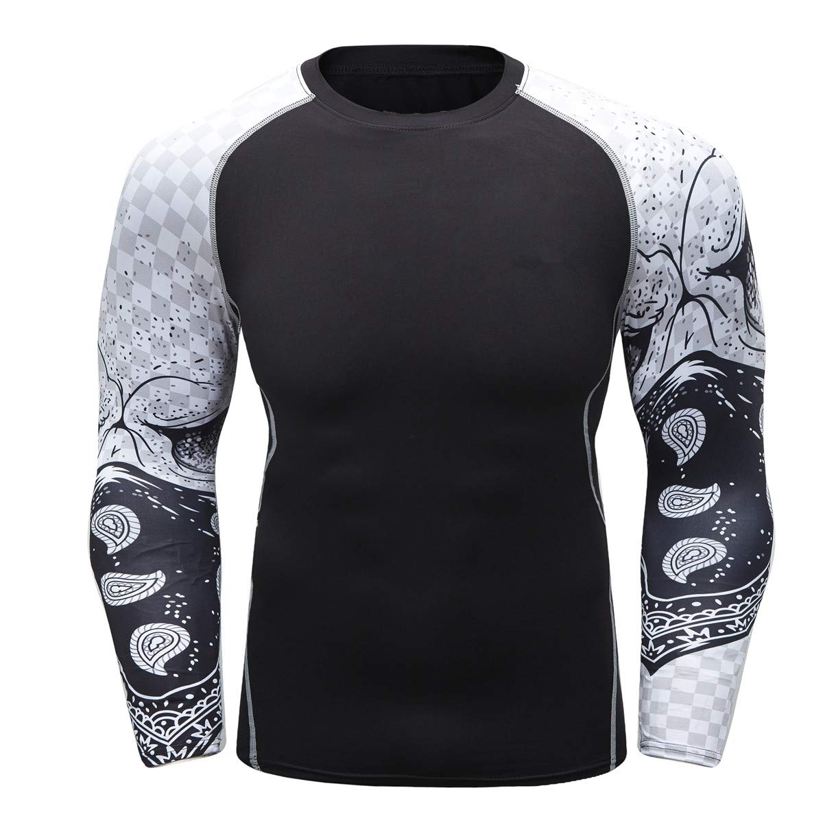 F.Q Yuqee Men's Soft Fit Long Sleeve Workout Rashguard Cool Dry Compression Fitness Shirt