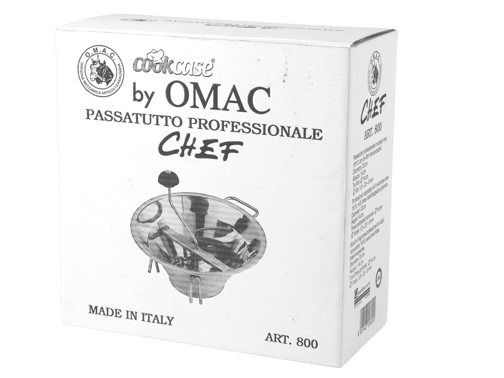 OMAC passatutto Passiergerät aus Edelstahl mit 3 auswechselbaren Passiereinsätzen
