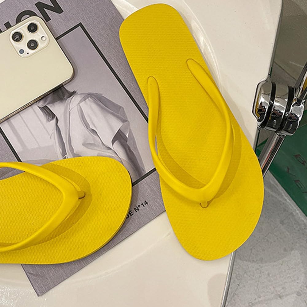 Slim Flip Flops for Women, Ladies Shower Slippers Flat Sandals for Summer Bathroom Beach Pool, Ultra Lightweight Basic Thongs Rubber Soft Slide Slip-on Shoes - Image 3