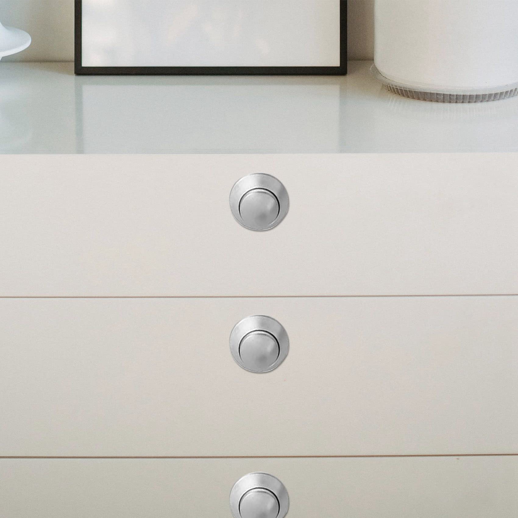20 Set Bouton-Poussoir Serrure Sans Clé Loquet Armoire Caravane Serrure pour RV Tiroir Armoire Portes ÉPaisseur 15-27mm