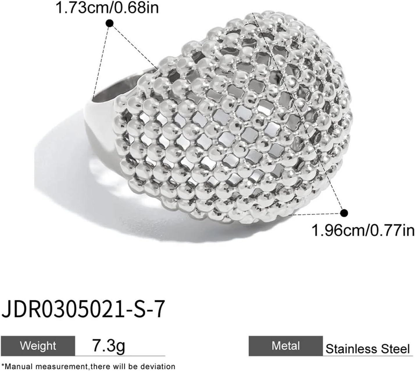 Fashion Women Ball Beads Hollow Stackable Rings Stainless Steel Jewelry Party Jewelry Women 1Pcs