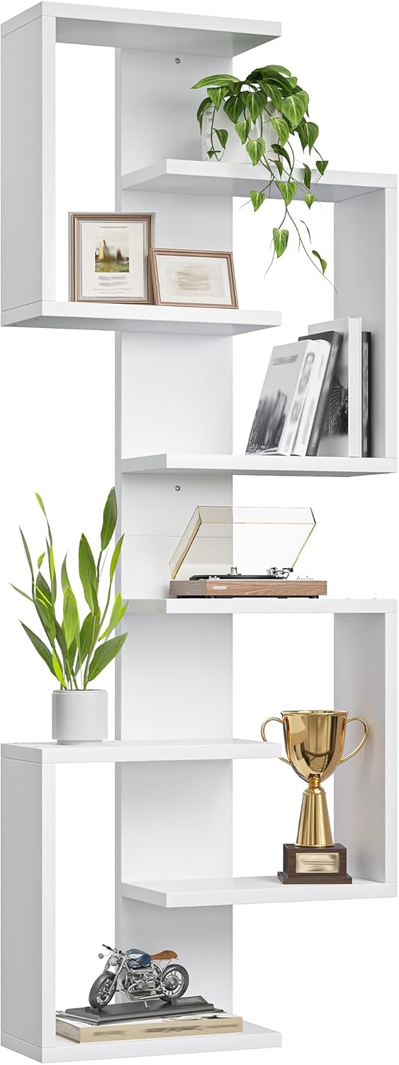 REIBII Multi Functional Floating Shelves, DIY Wall Mounted Shelves, White Display Shelf for Living Room, Bedroom, Office, Lack Shelf for Home Decor