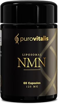 PUROVITALIS Liposomal NMN 250mg, Longevir Nicotinamide Mononucleotide, NAD+ Boost for Cellular Health, Energy & Healthy Aging Supplement, 1-Month Supply 60 Vegan Capsules
