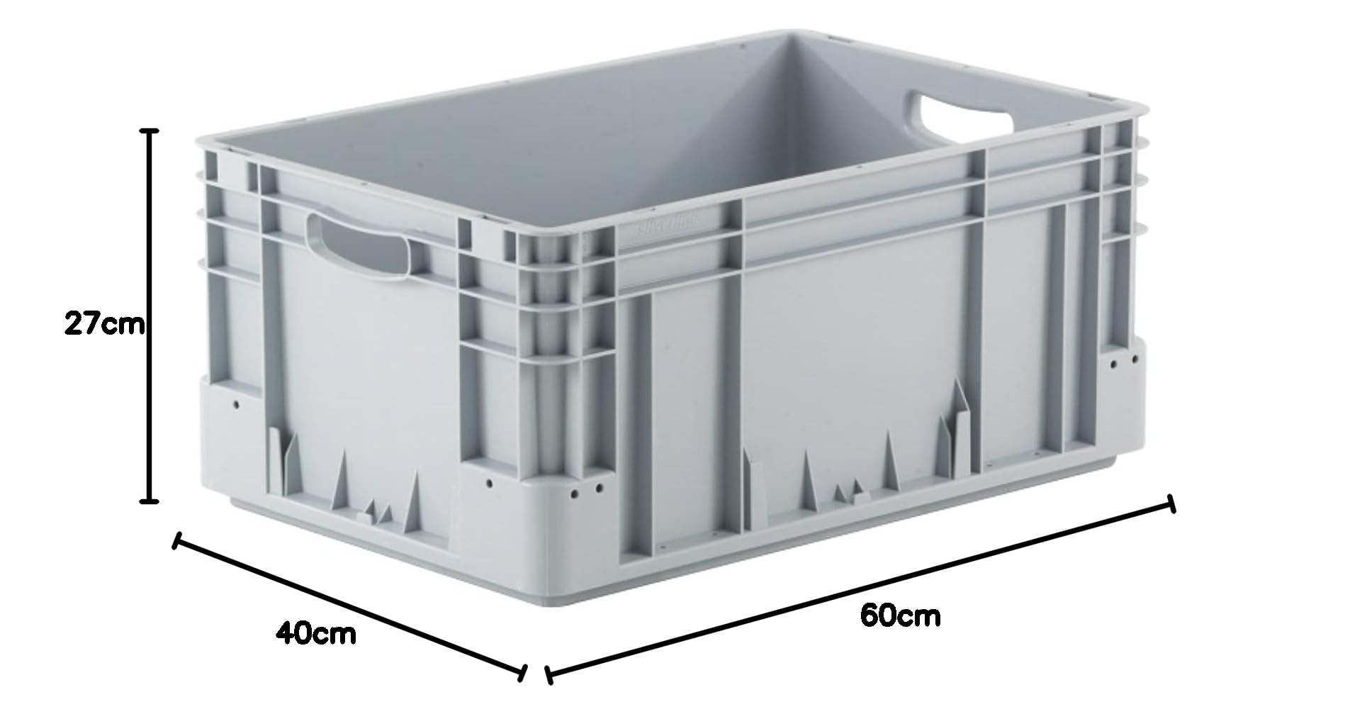 Provost Bac gerbable norme europe poignées ouvertes gris 50L - 60 x 40 x 27cm