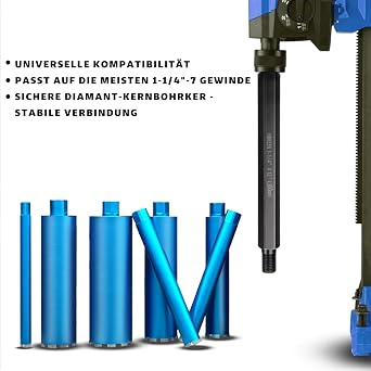 Core Drill Bit Extension 12 Inch, Diamond Core Bits Extension with 1-1/4-7 Thread, Hexagonal Core Bit Extension for Use with Core Drill Bit for Drilling Concrete (Hexagon)