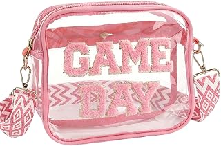 Clear Crossbody Bags for Stadium Events Clear Bag Stadium Approved, Clear Purses for Women Cross body Bag for Concerts with Adjustable Strap (Pink)