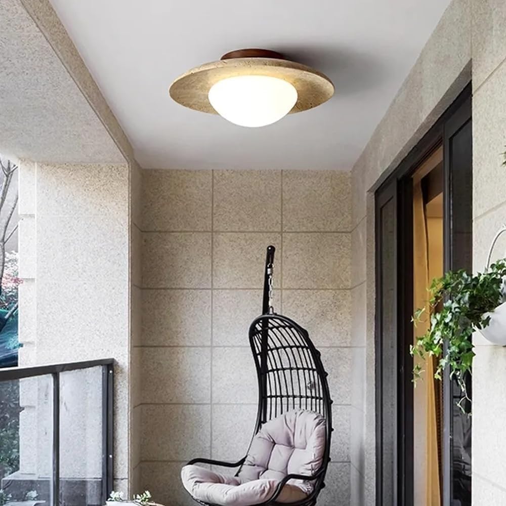 Nowoczesna Prosta Dekoracja Domu Nordic Nowa świeża Lampa Sufitowa Disk Japońska Wabi Sabi Kremowa Lampa Sufitowa Z Kamienia Naturalnego Oświetlenie Sufitowe Do Dekoracji Wnętrz Na Korytarz