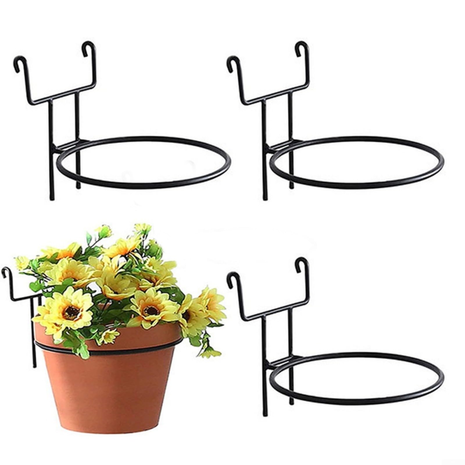Supporti per vasi da fiori per ringhiera sospesa per piante in metallo da 17 cm, supporto per piante grasse e piccoli in vaso