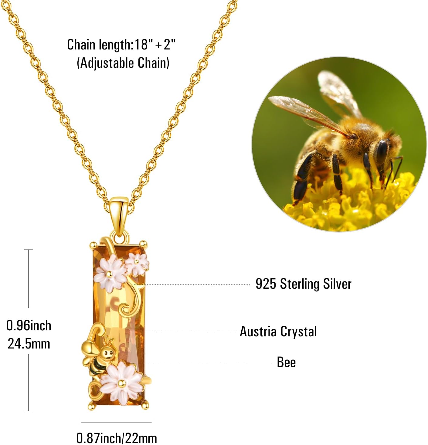 AENEAS Crystal Necklaces for Women - 925 Sterling Silver Necklace Crystal with Bee/Snake/Scorpion/Tree of Life/Sunflower, Dainty Animals Flowers Jewelry Birthday Christmas Gifts for Women Girlfriend - Image 3