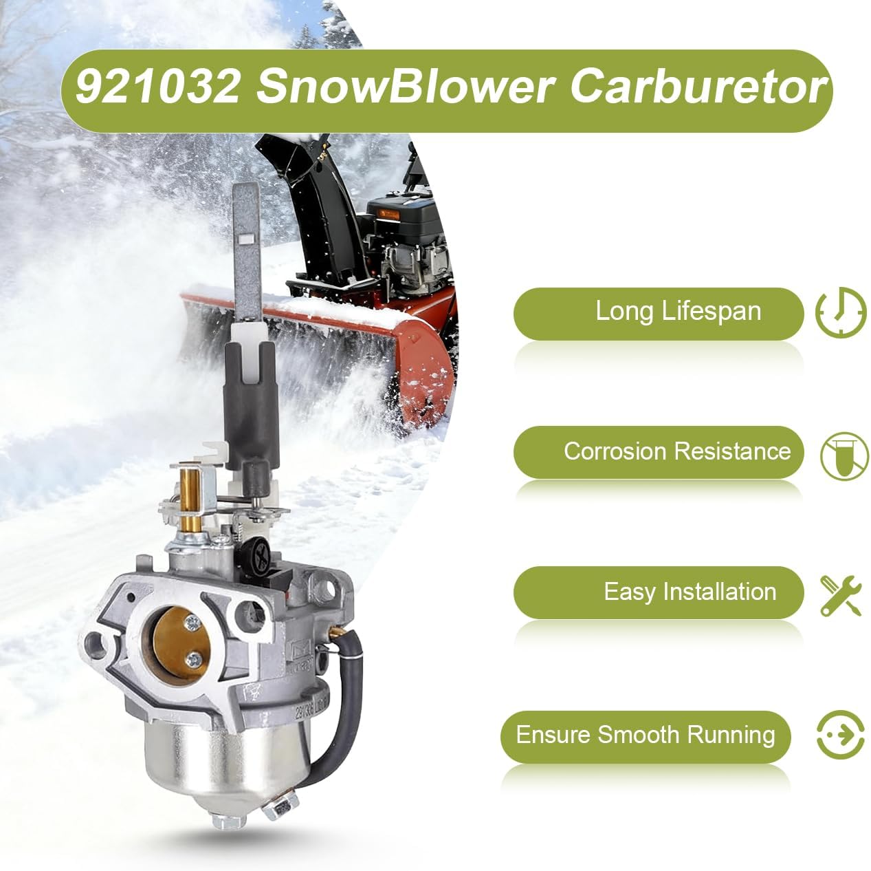 921032 Carburetor Snow Blower for Ariens 921032 921038 921044 921048 20001382 08201019 08201223 Snow Blower, Carburetor Repair Kit Carb Huayi L16D