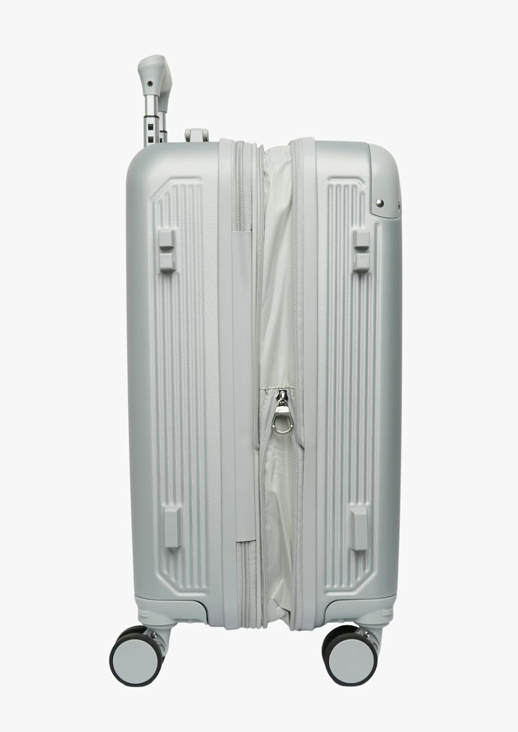 Mala de Bordo 10kg Padrão ANAC Expansível Rígida Rodas 360° Cadeado TSA Antifurto Bagagem de Mão Alça Lateral Leve Resistente (Prateado)