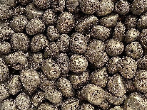 Image of GAF TREASURES 1 /2 LB Pyrite Tumbled Stones, Polished Natural Pyrite Gemstone, Pyrite Healing Crystals (Pyrite)