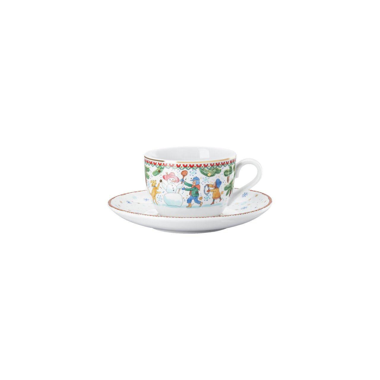 Hutschenreuther Weihnachten Sammelkollektion 2025 "Weihnachtsspiele" Cappuccinotasse 2-teilig bestehend aus Cappuccino-Obertasse 0,220 l und Cappuccino-Untertasse Ø 16,3 cm