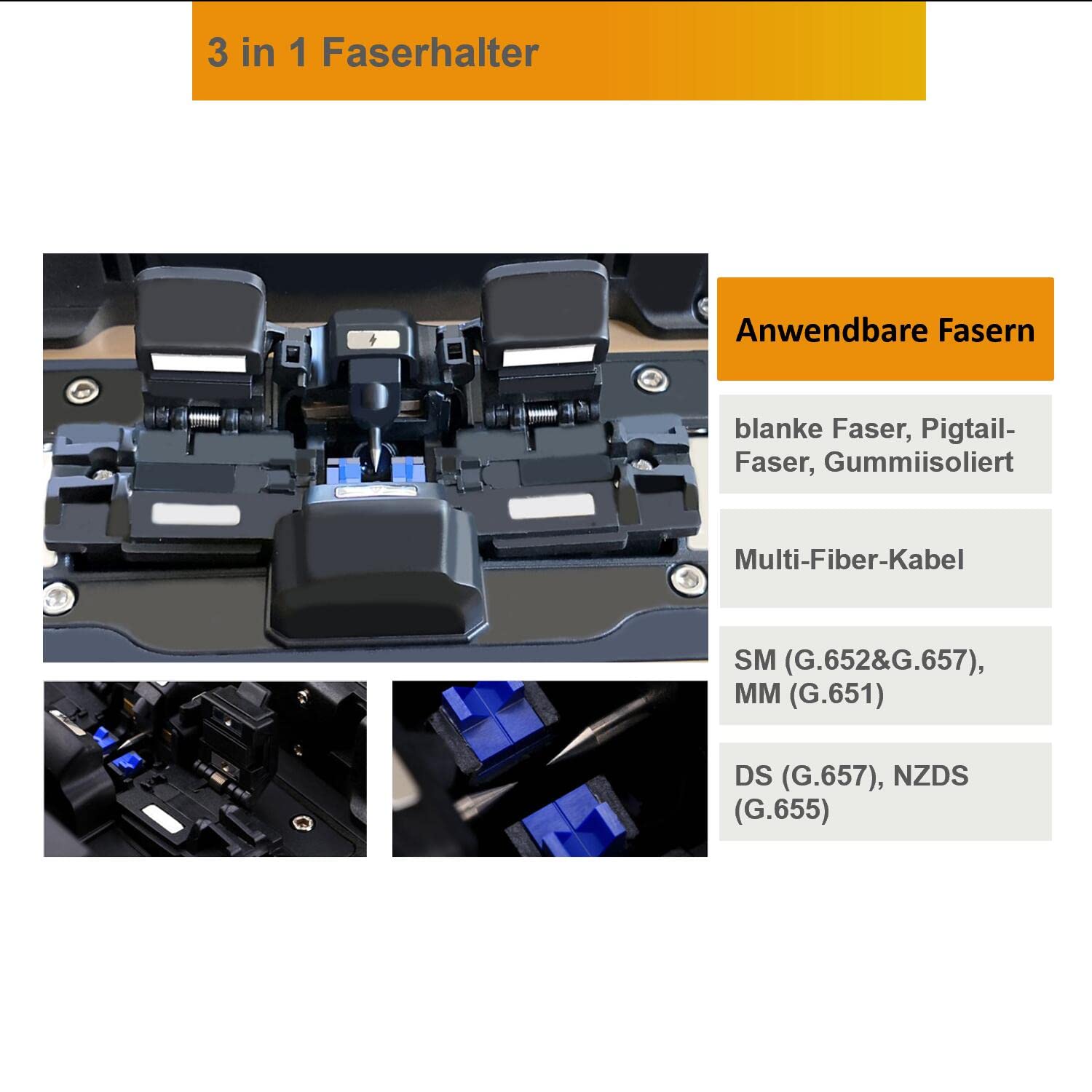Glasfaser Spleißgerät AI-9 Kernausrichtung Autofokus 5 Sek. Spleißen 15 Sek. Heizung, LWL Spleißgerät mit Tutorial-Videos für den Bau von FTTH-Trunkleitungen und Kabelspleißprojekte