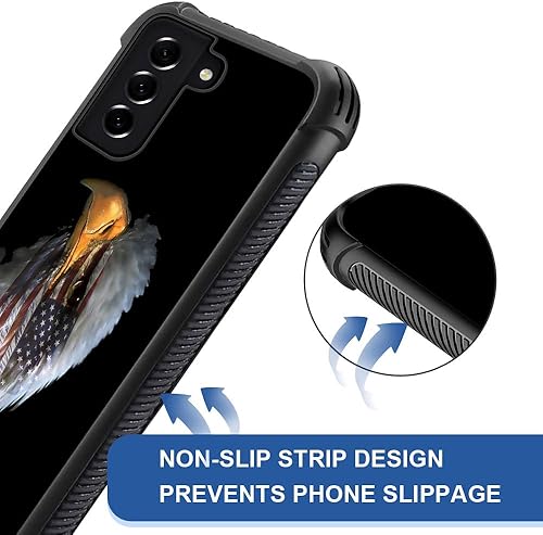 Vista 23 de Funda compatible con Samsung Galaxy S21 Plus, diseño gráfico de bandera de águila en blanco y negro, acrílico, a prueba de golpes, antiarañazos