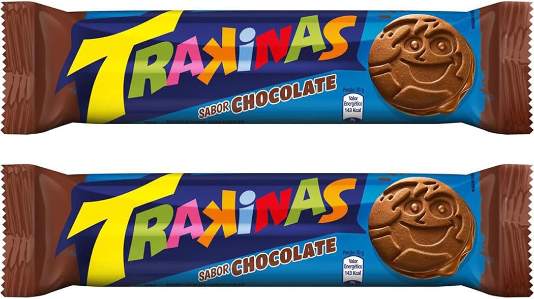 Biscoito Recheado 126g - Trakinas Sandwich Cookie 4.4oz (Chocolate)