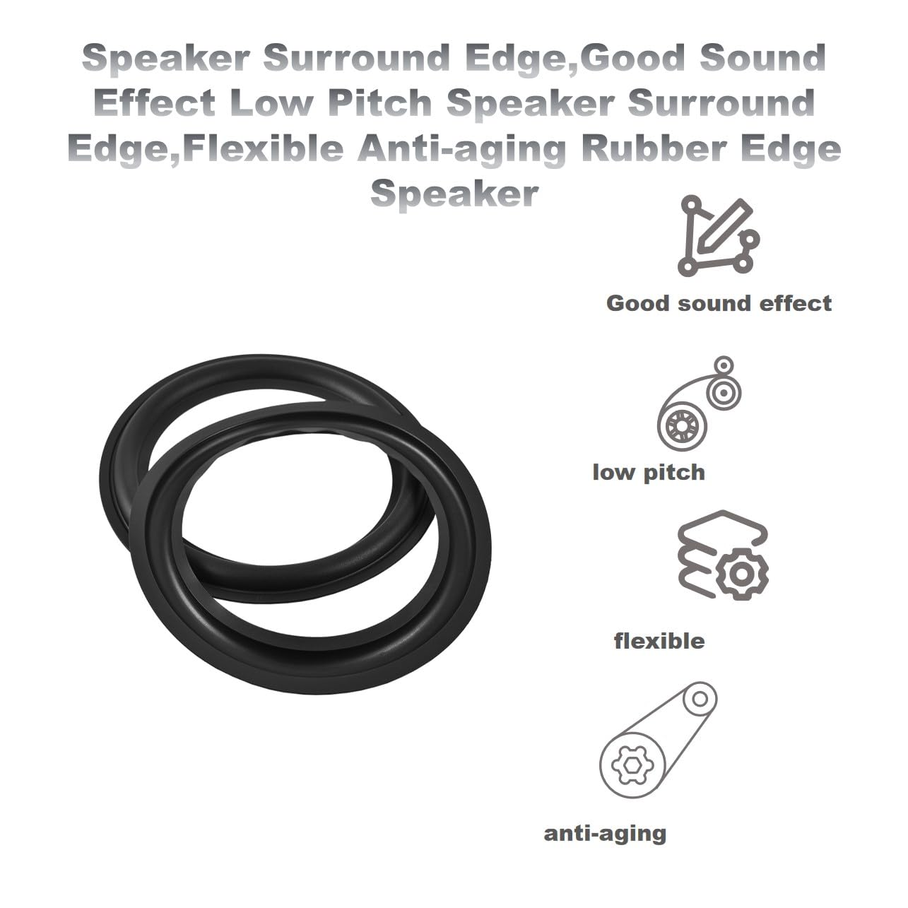 Speaker Surround Edge,Good Sound Effect Low Pitch Speaker Surround Edge 8 inch Speaker Repair,Flexible Anti-Aging Rubber Edge Speaker,for Home