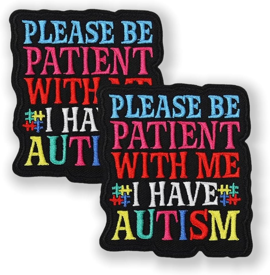 Autism Awareness Themed Embroidered Patches,2 Pack Hook and Loop Patches,Colorful Slogan and Mental Health Design for Backpacks,Jackets,Vests,Hats,Clothing Decoration and Casual Apparel Accessories
